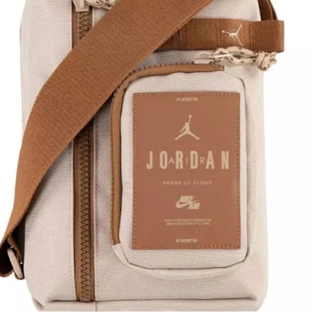Nike Jordan Air Hesi Crossbody Sling Bag Tan Brown Jumpman Backpack Nylon Small - Picture 3 of 14